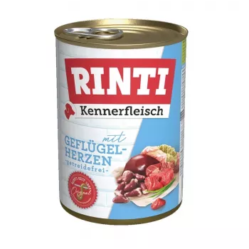 Märg koeratoit RINTI Kennerfleisch Heart Poultry Adult 400 g, täisväärtsööt, 11% valku, 8% rasva