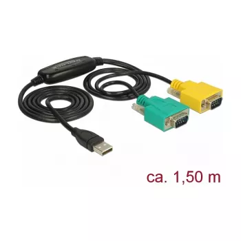 Jadaühenduskaabel DeLOCK 63466 USB Type-A DB-9 1,5 m must roheline kollane