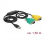 Jadaühenduskaabel DeLOCK 63466 USB Type-A DB-9 1,5 m must roheline kollane