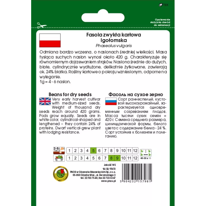 Seemnepakend Seklos LT PNOS — kuivad oad 'Igłomska' seemned, 50 g
