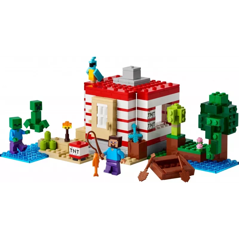 Ehitusmänguasi LEGO Minecraft komplekt 21275 TNT džunglimaja, 287 tükki, 2 minifiguuri, vanus 8+