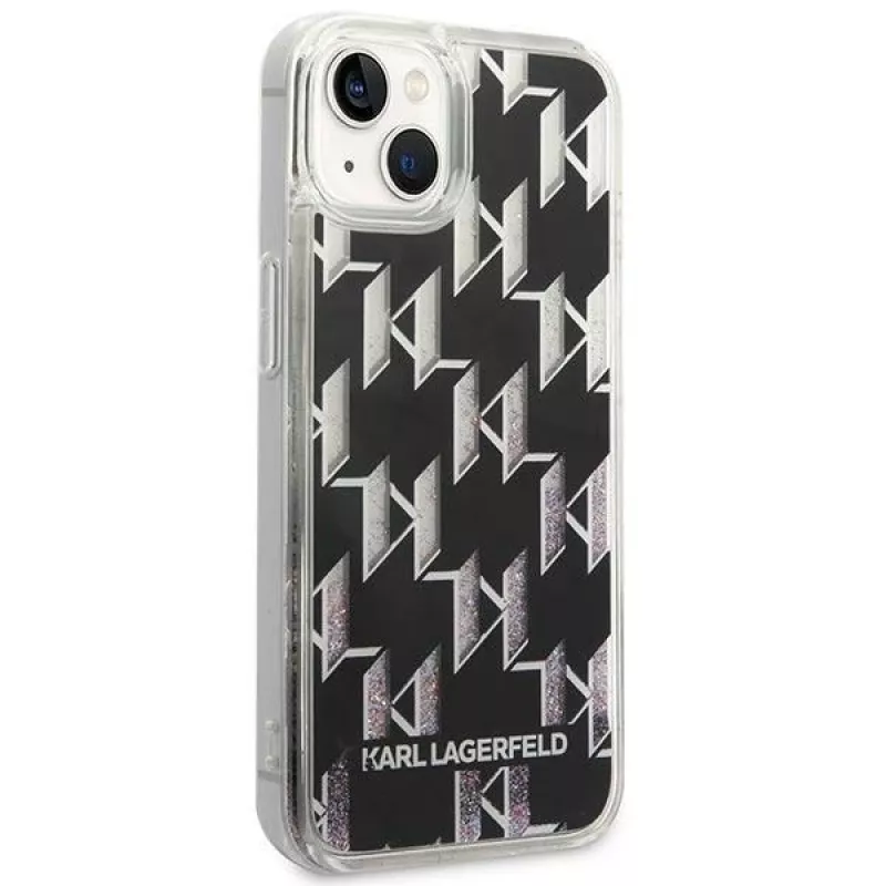 Karl Lagerfeld KLHCP14MLMNMK iPhone 14 Plus 6.7 kõva ümbris must / must Liquid Glitter Monogram