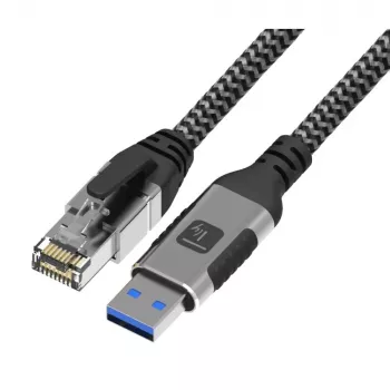 Techly ICOC U3A-RJ45-010 võrgukaabel Must, Hõbedane 1 m Cat6 F/UTP (FTP)