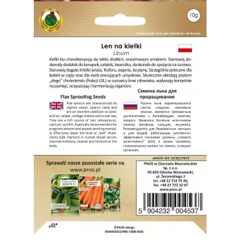 Apte linaseemned idandamiseks (Len) 10 g — söödavad linaseemned idandamiseks pähklise maitsega