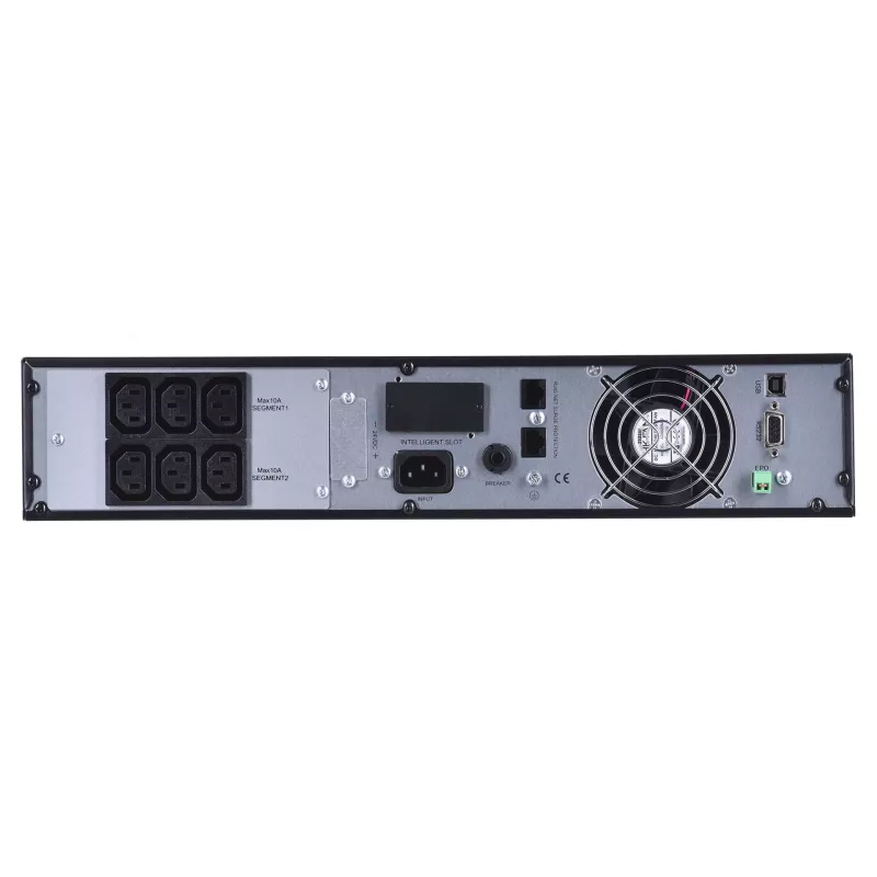 Katkematu toiteallikas roheline Cell UPS13 — võrguühendusega topeltmuundusega UPS, 1000 VA / 900 W, puhas siinuslaine, 6 vahelduvvoolupistikut, LCD, 2×12V 9Ah akud