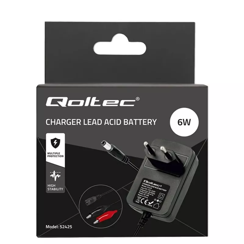 Akulaadija QOLTEC Charger AGM GEL STD 6V 1A 6 V pliiakudele, AGM- ja geelakudele