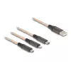 DeLOCK USB-kaabel 1,2 m USB 2.0 USB A USB C/Micro-USB B/Lightning läbipaistev