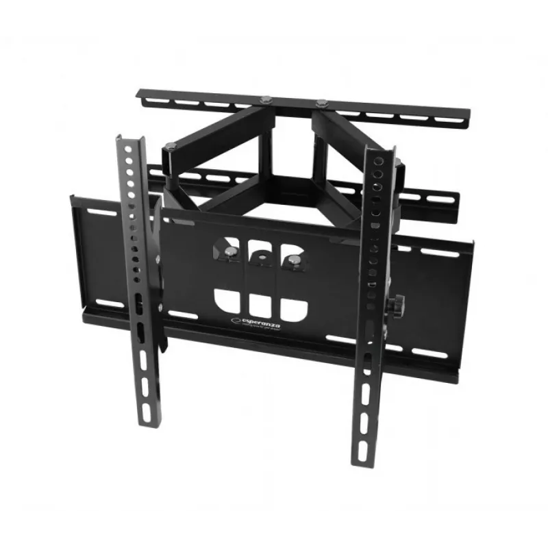 Seinale kinnitatav telerikinnitus Esperanza TITAN 26–70-tollistele (66–177,8 cm), kallutus ±15°, pööramine 120°, VESA kuni 400×400, max koormus 55 kg, must