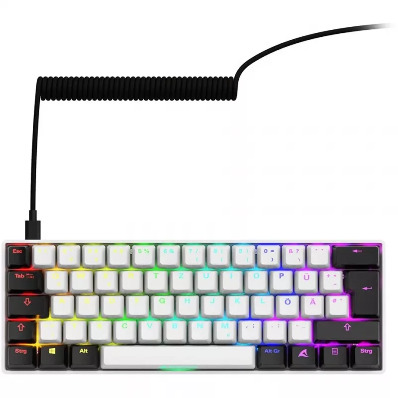 Sharkoon SGK50 S4 klaviatuur Kodu USB QWERTZ Saksa Valge RGB LED 60%