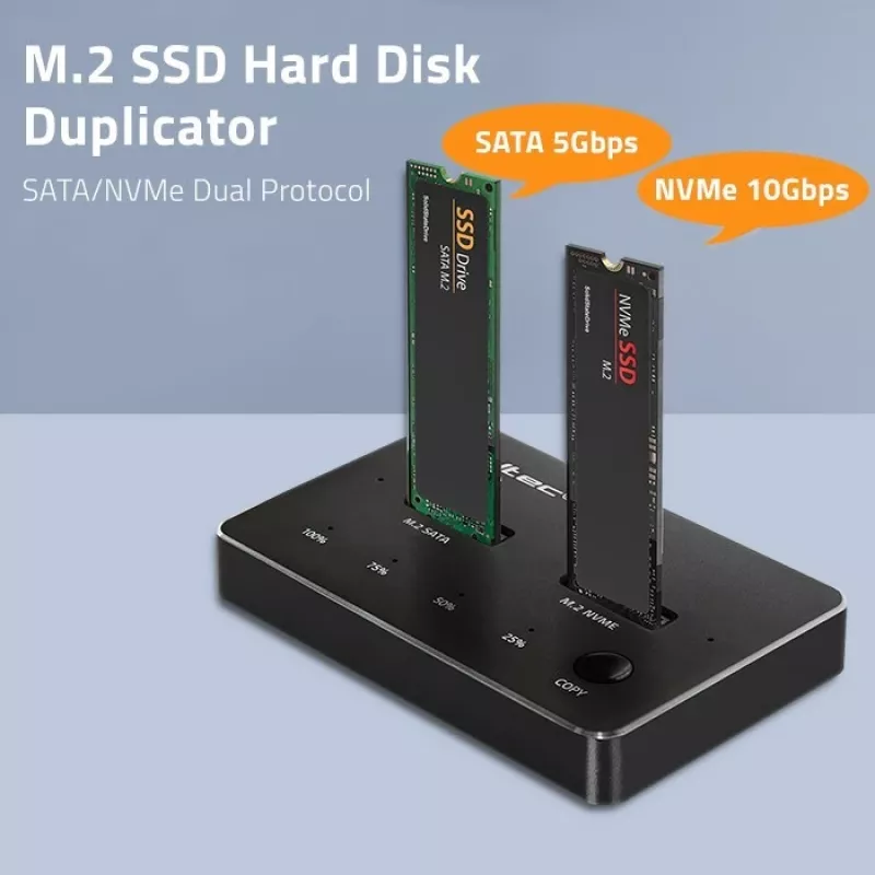 Qoltec 52274 M.2 SSD kettaseadme dokkimisjaam | NVMe | SATA | USB-C | DUAL 2 x 2TB