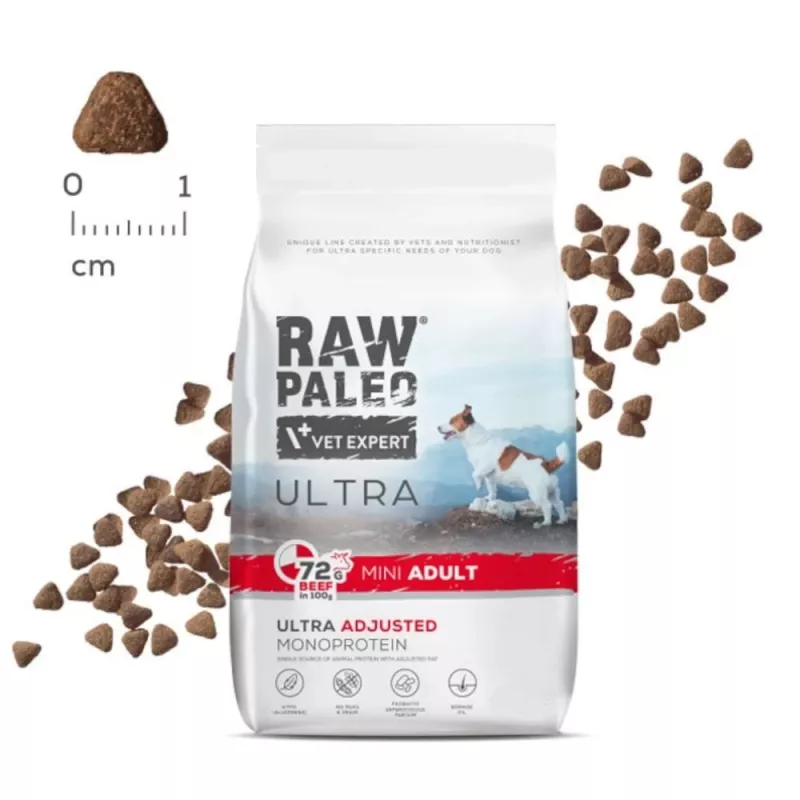 VET EXPERT RAW PALEO Ultra Mini Adult Beef - kuiv koeratoit - 8 kg