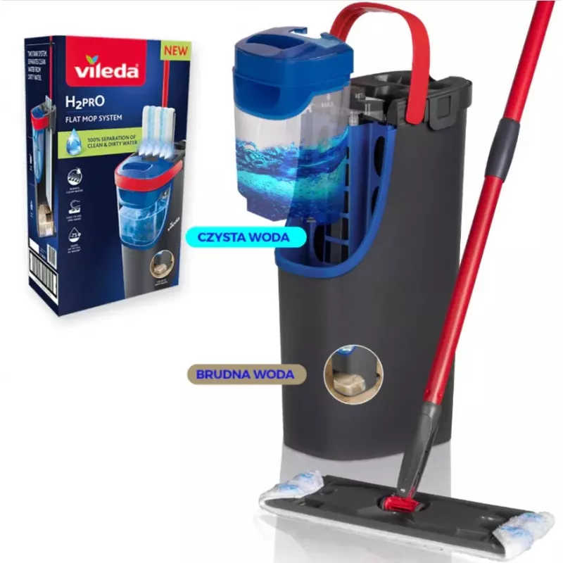 Mop VILEDA Microfibre 1200 ml märg, 360° pöörlev pea, 140,5 cm vars, eemaldatav masinpestav pea