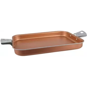 Ristkülikukujuline lihagrillpann Pensofal Cuprum 35×26 cm, mittenakkuva kattega röstimispann