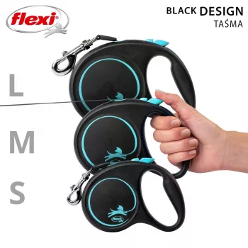Flexi automaatne jalutusrihm Must Design S 5 m, sinine