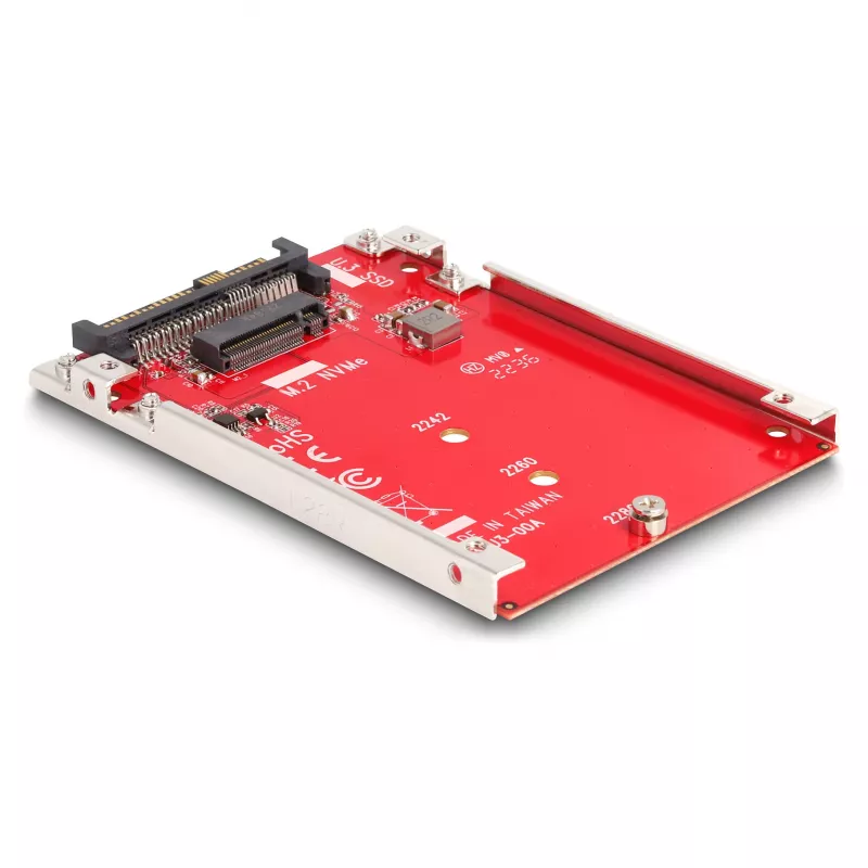 DeLOCK 2,5-tolline muundur U.3 SFF-8639 M.2 NVMe Key M-le, 7 mm, punane
