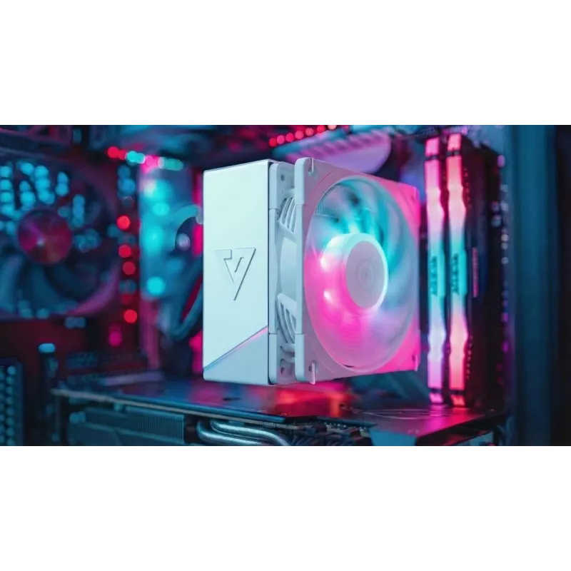 CPU õhkjahuti MODECOM Volcano 0C T721 ARGB 120 valge, ühe torniga, 120 mm ventilaator