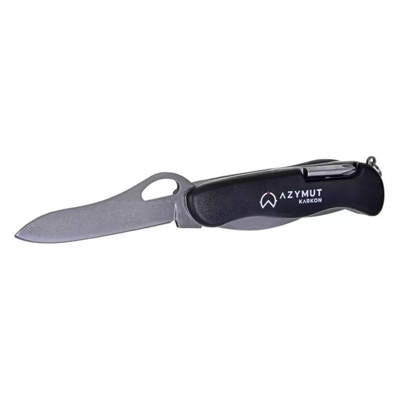 Taskunuga AZYMUT HK20018 — täissuuruses mitmeotstarbeline tööriist, 9 tööriista, 420J2/3CR13 roostevaba teras, kokkupanduna 11 cm, 146 g, nahkümbris, võtmerõngas