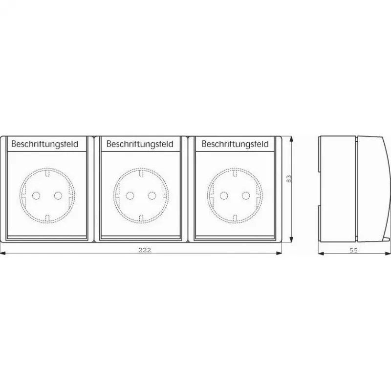 Pistikupesa CEE 7/3 Busch‑Jäger 2084-0-0712, 2P+E, 16 A, 250 V, IP44, valge, 222×83×55 mm