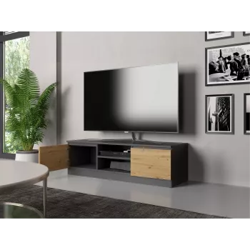 TV alus Top e Shop RTV 120 ANTR/ARTIS — 1200×400×360 mm, antratsiitvärvi pealispind ja raam, puitlaastplaat, 2 riiulit