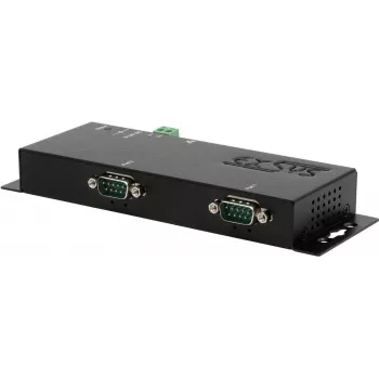 Serial Device Server Exsys EX-6122-2POE — Ethernet kuni 2×RS-232/422/485 koos PoE ja 12V/3A toiteallikaga