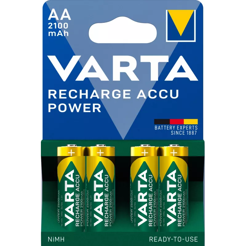 VARTA HR6 AA laetav aku Accu Power 2100 mAh 56706 Laetavad patareid 4 tk Roheline, Kollane