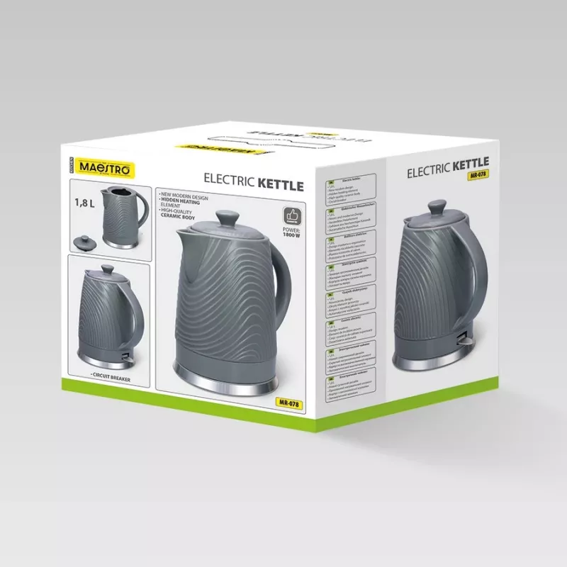 Elektriline veekeetja Maestro MR-078, 1,8 L mahutavus, hall