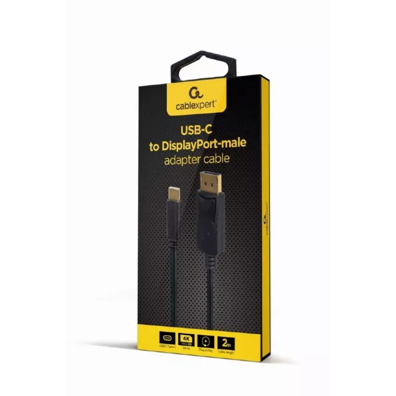 USB graafikaadapter Gembird A-CM-DPM-01 USB-C-ga, toetab kuni 3840×2160, USB 2.0 / 3.2 Gen 2, must, 2 m kaabel