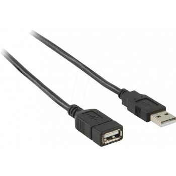 Nedis USB-kaabel | USB 2.0 | USB-A pistik | USB-A pesa - 480 Mbit/s | nikeldatud | 2,00 m | Ümmargune | PVC | Must | Karp