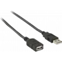 Nedis USB-kaabel | USB 2.0 | USB-A pistik | USB-A pesa - 480 Mbit/s | nikeldatud | 2,00 m | Ümmargune | PVC | Must | Karp