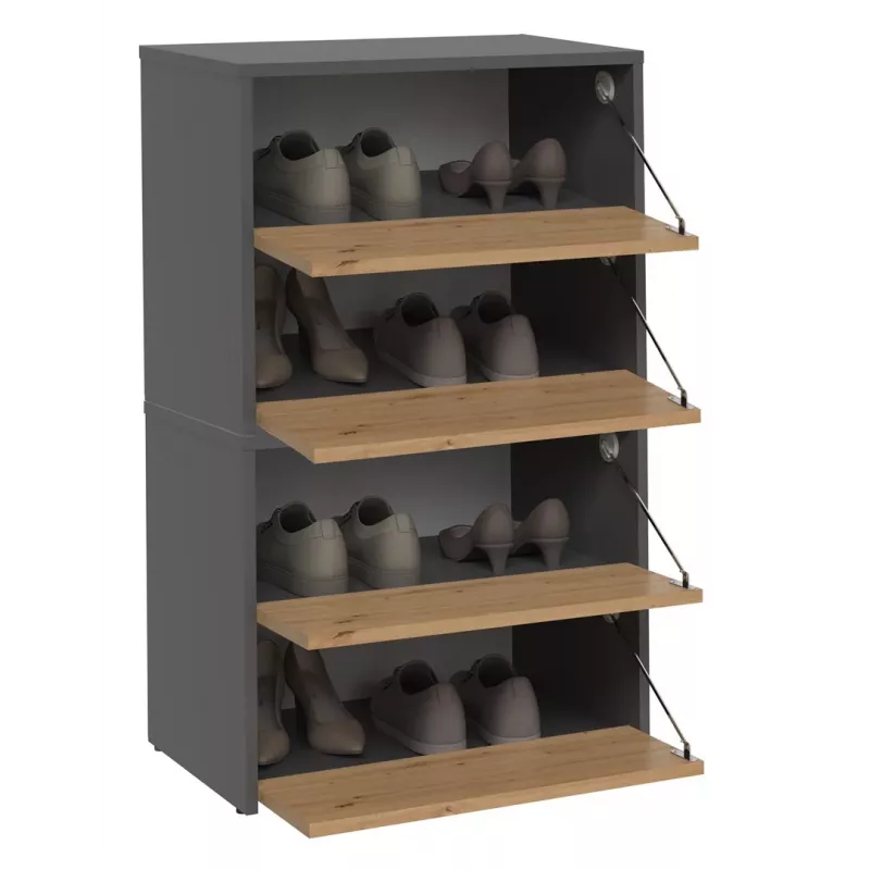 Suletud kingakapp Top e Shop MODO X2 ANT/ART — antratsiit ja tamm, 600×880×360 mm, puitlaastplaat