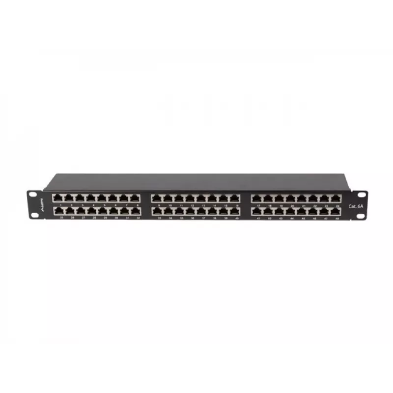 PATCH PANEL 48 PORT 1U 19 CAT6A FTP VARjestatud MUST LANBERG