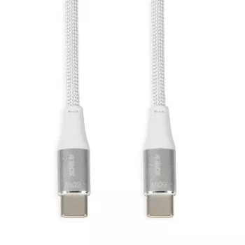 USB-C–USB-C-kaabel IBOX IKUTC1W 1 m, USB 2.0, 3 A, valge, tekstiilpunutis