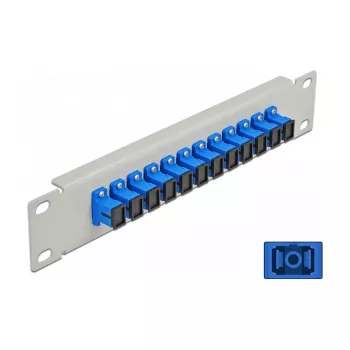 Fiiberoptiline harukarp DeLOCK 10 tolli 12 porti SC Simplex sinine 1U hall