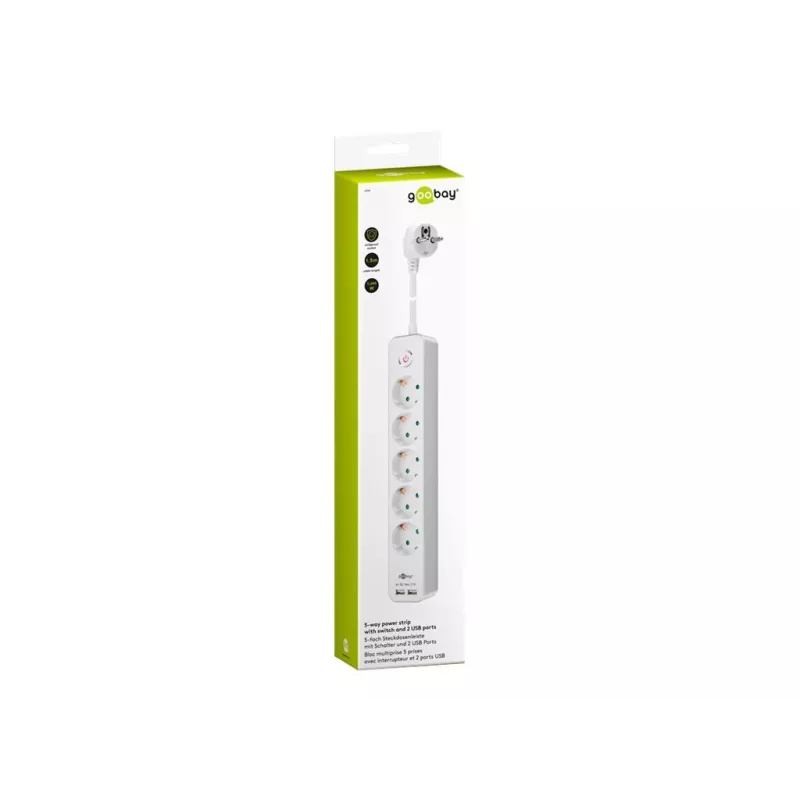 Pistikupesa Goobay 5-suunaline lüliti ja USB-ga