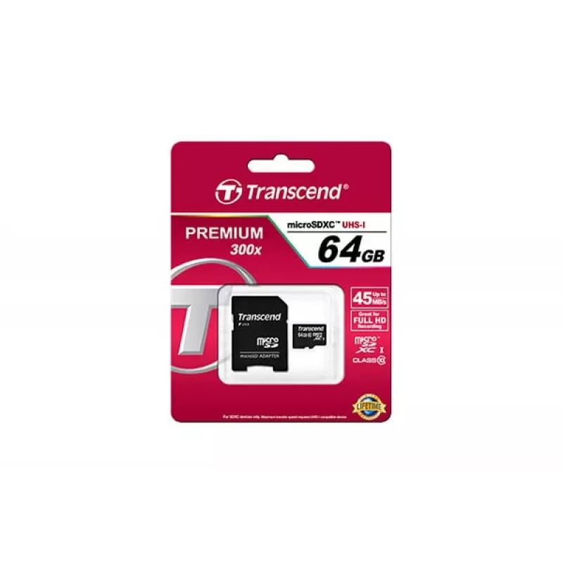 Välkmälu Transcend 64GB MicroSDXC Class 10 Adapteriga