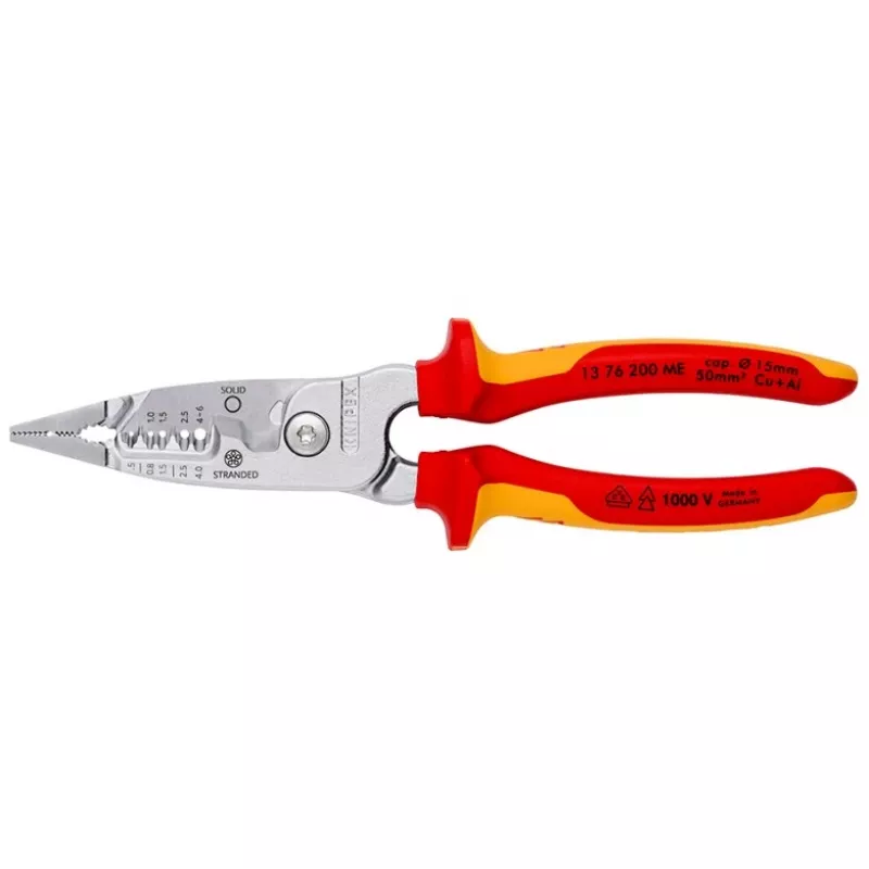 Kaablieemaldaja Knipex 13 76 200 ME 6 mm eemaldusvõimega Punane Roostevaba teras Kollane