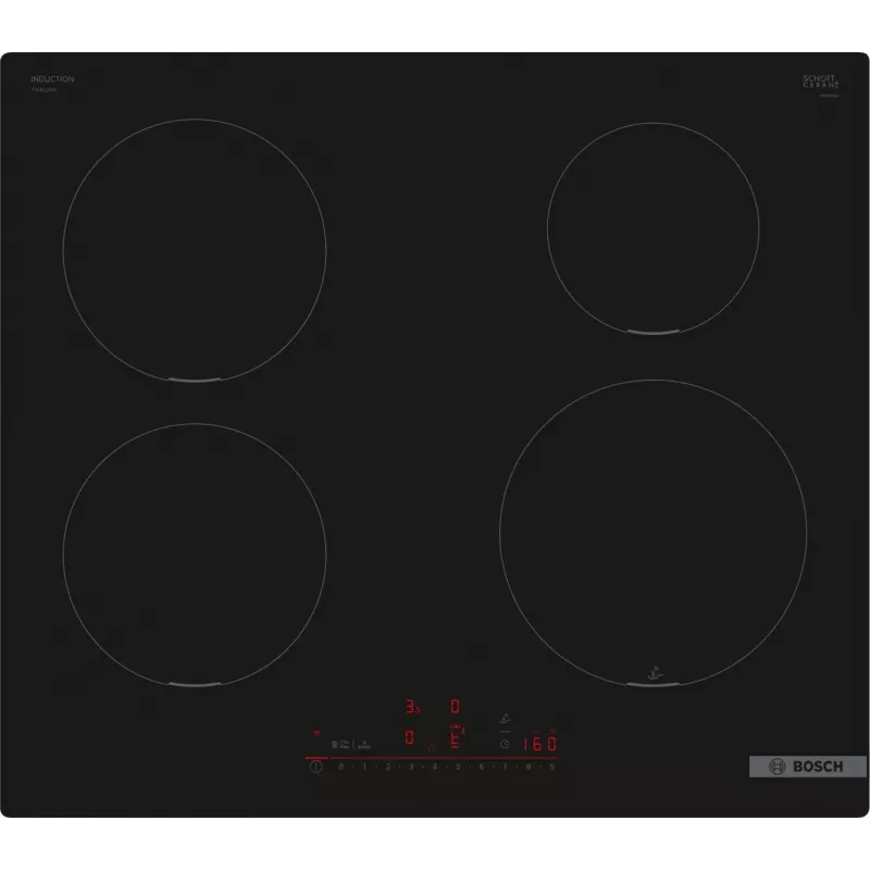 Built-In Hob Bosch PUE611HC1E, Induction, 4 Cooking Zones, PerfectFry Plus, Home Connect, Võimsus Boost , 60cm, Must