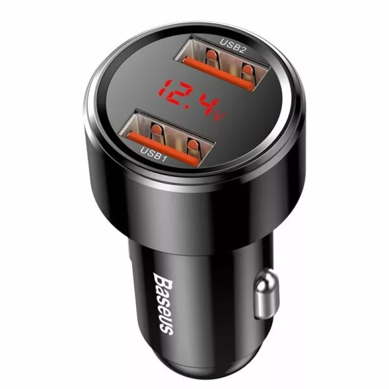 Autolaadur Baseus CCMLC20A-01 — nutitelefonidele, sisend 12–24 V, väljund kuni 20 V, must
