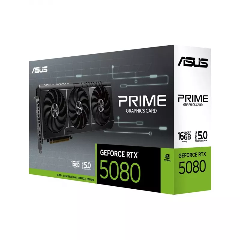 Videokaart ASUS GeForce RTX 5080 16 GB GDDR7 PCIe 5.0, 256-bit, 3 ventilaatorit, max eraldusvõime 7680×4320