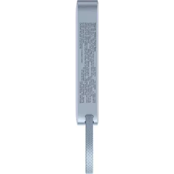 Kaasaskantav akupank UGREEN PB773 MagFlow 10 000 mAh 25 W magnetiline juhtmevaba Qi2 koos integreeritud 30 W USB-C kiirlaadimiskaabliga, MagSafe-ühilduv, hõbedane