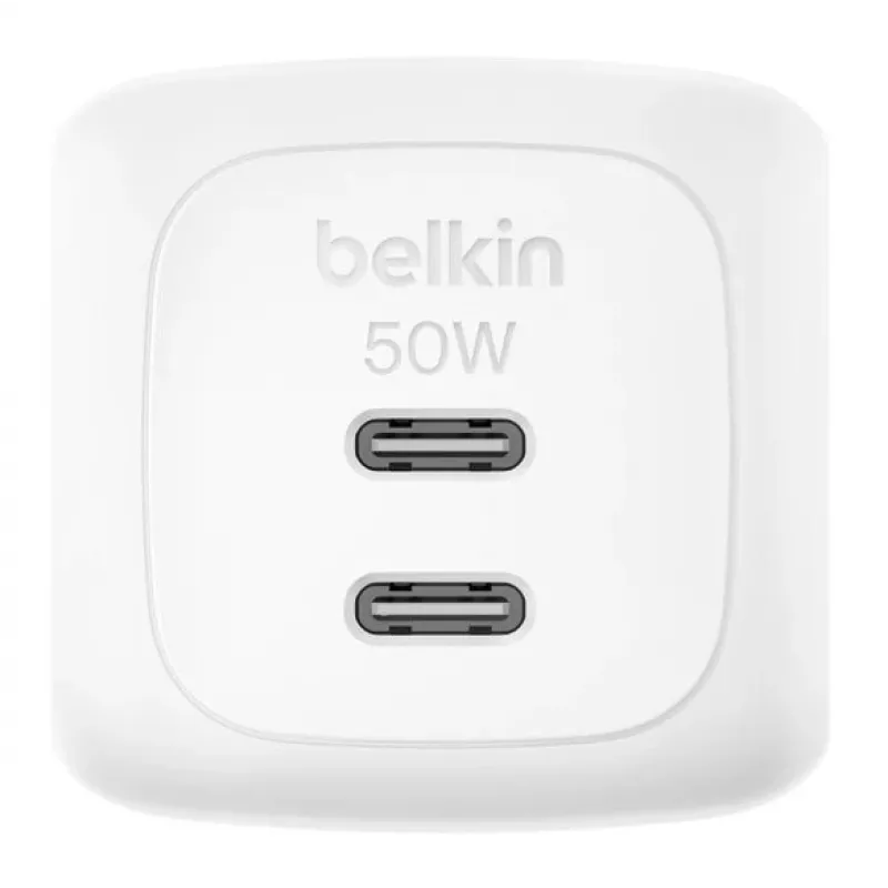 Belkin BoostCharge Pro - Toiteplokk - GaN - 50 W - Kiirlaadimine - 2 väljundporti (2 x USB-C)