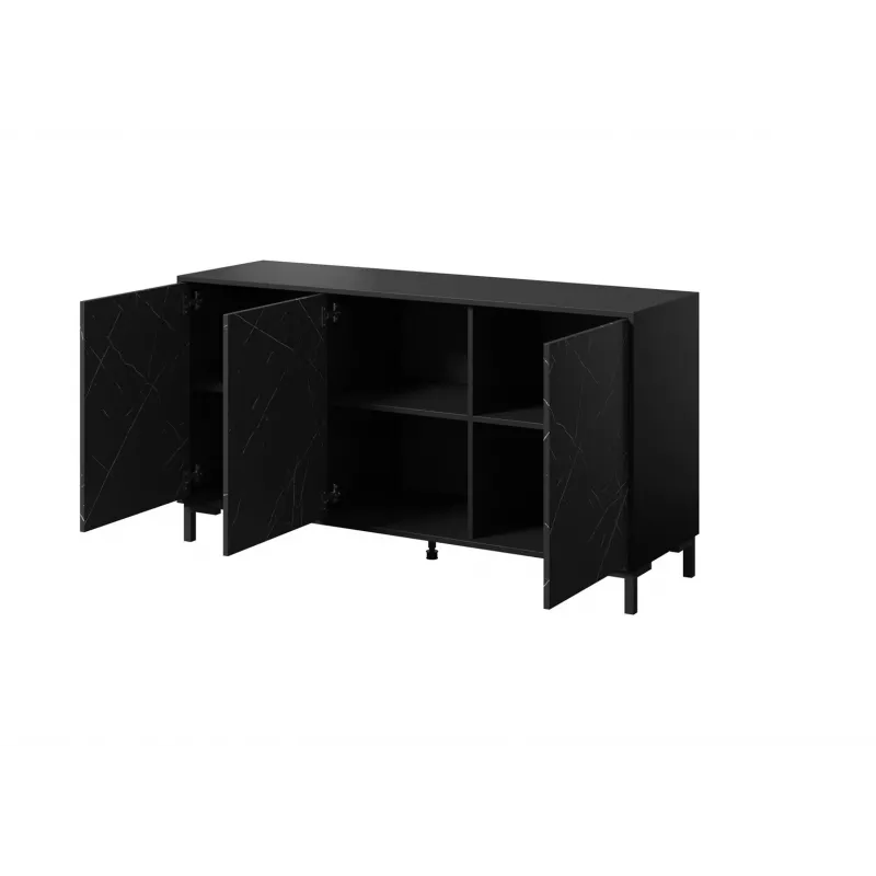 MARMO 3D kummut 150x45x80.5 cm matt must/marble must