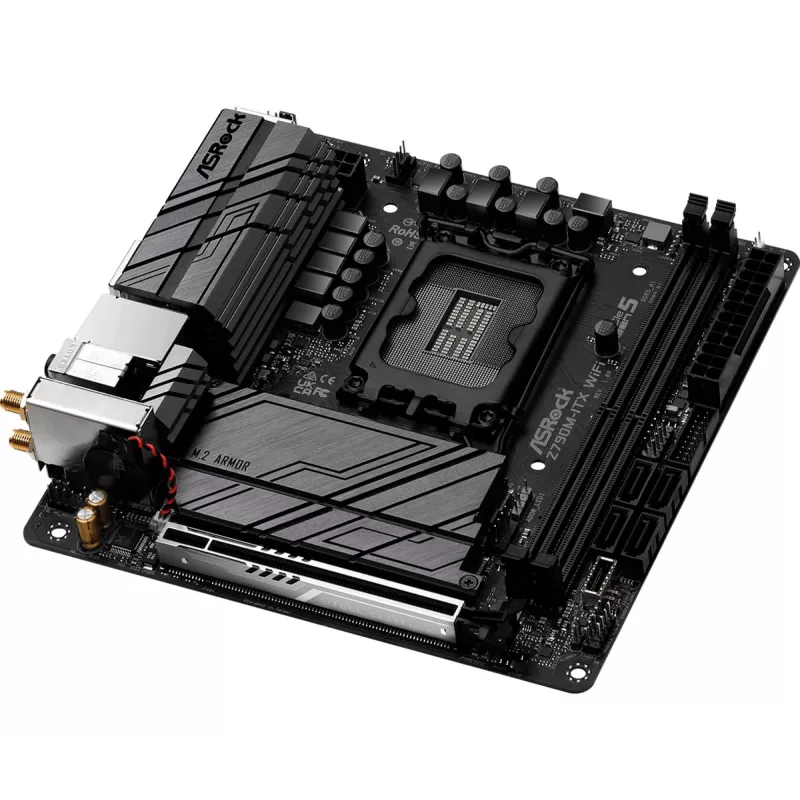Emaplaat ASRock Z790M-ITX WiFi — Intel Z790, LGA 1700, mini ITX, DDR5, 2x DIMM, 64 GB, 2,5Gb LAN, Wi‑Fi 6E