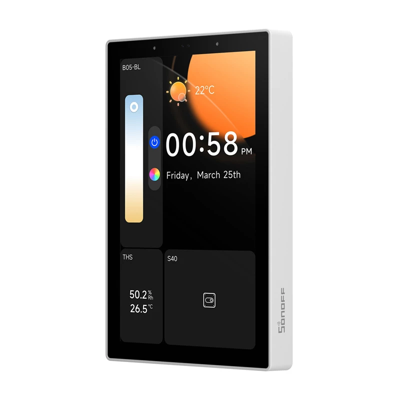 Nutikas juhtpaneel Sonoff NSPanel Pro — Wi‑Fi, Bluetooth, Zigbee, seinale paigaldatav nutikodu liides