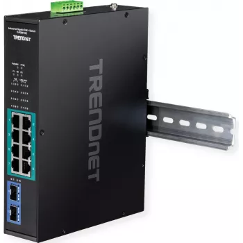 TRENDnet TI-PGM102 - lüliti - tööstuslik - 8 x 10/100/1000 (PoE+) + 2 x Gigabit SFP - DIN-liistule kinnitatav, seinale kinnitatav - PoE+ (240 W) - TAA-ühilduv (TI-PGM102)