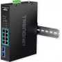 TRENDnet TI-PGM102 - lüliti - tööstuslik - 8 x 10/100/1000 (PoE+) + 2 x Gigabit SFP - DIN-liistule kinnitatav, seinale kinnitatav - PoE+ (240 W) - TAA-ühilduv (TI-PGM102)