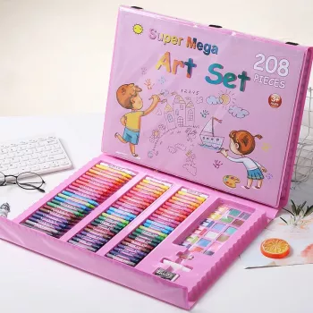 Kunstikomplekt Extralink 208-osaline — maalimistarvete komplekt pintslite, värvide, pliiatsitega