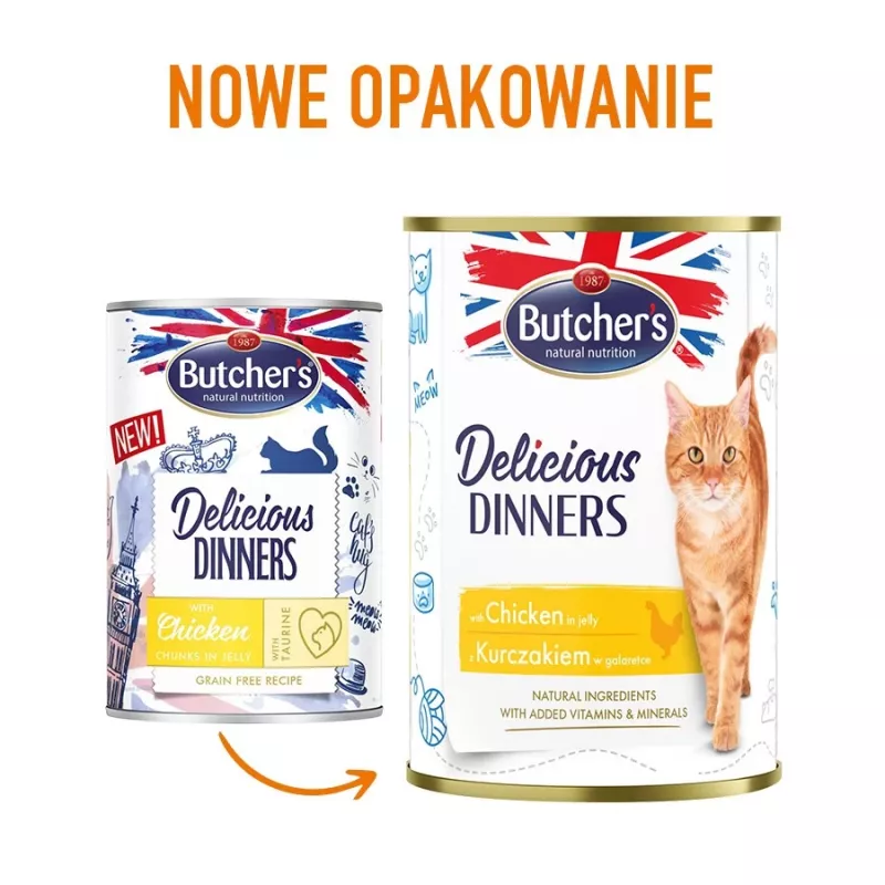 BUTCHER'S Delicious Dinners Chicken Jellied Pieces - märg kassitoit - 400g