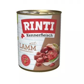 Märg koeratoit RINTI Lamb Adult 800 g — täisväärtuslik toit, 77% niiskust, 11% valku, teravilja- ja sojavaba