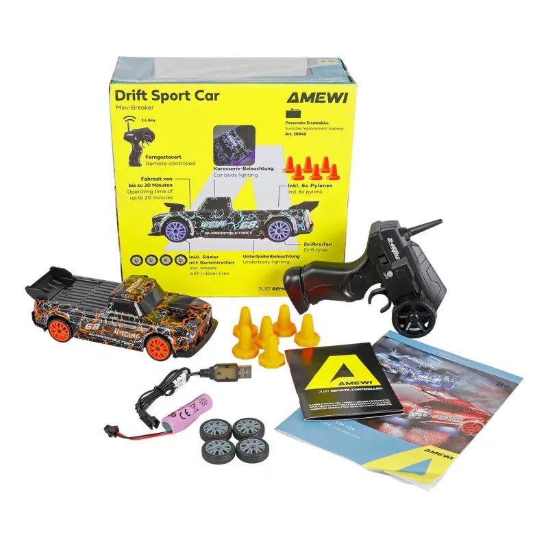 Drift RC-auto Amewi 21128 — mõõtkava 1:24, elektrimootor, Li-Ion 500 mAh, kaal 172 g, alates 6+